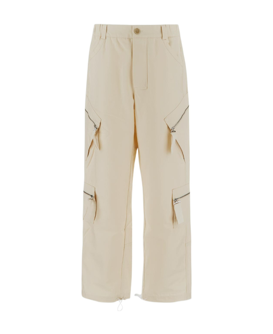 Jacquemus Functional Straight-leg Pants With Multiple Zip Pockets In Nude