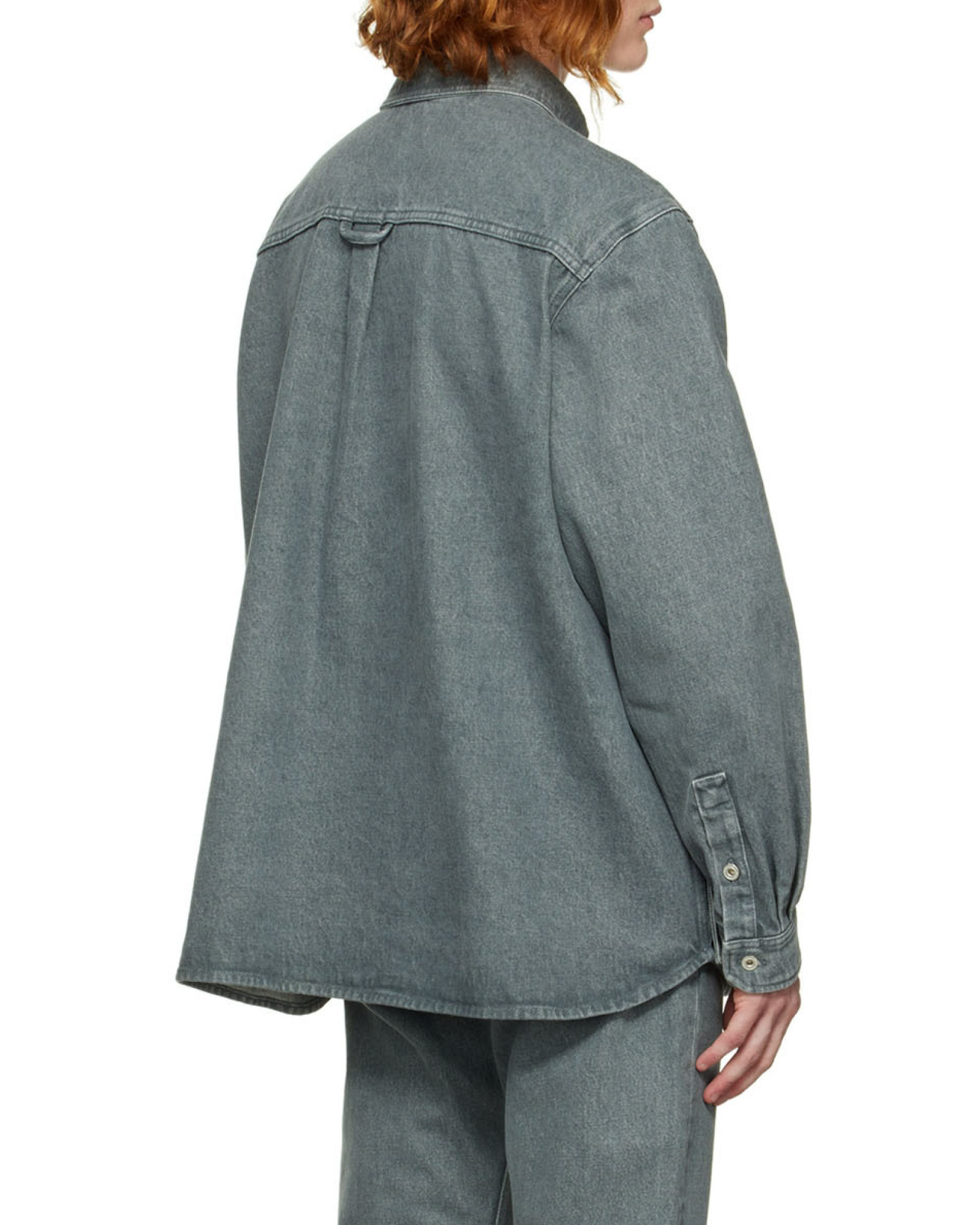 Y/project Classic Button Panel Denim Shirt In Gray