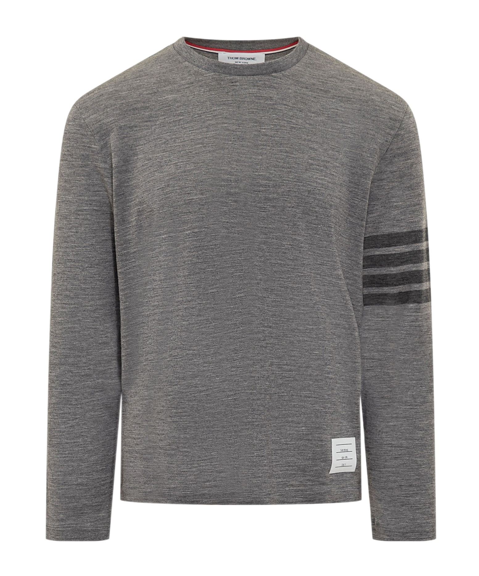 Thom Browne Striped Wool-blend Jersey T-shirt In Gray