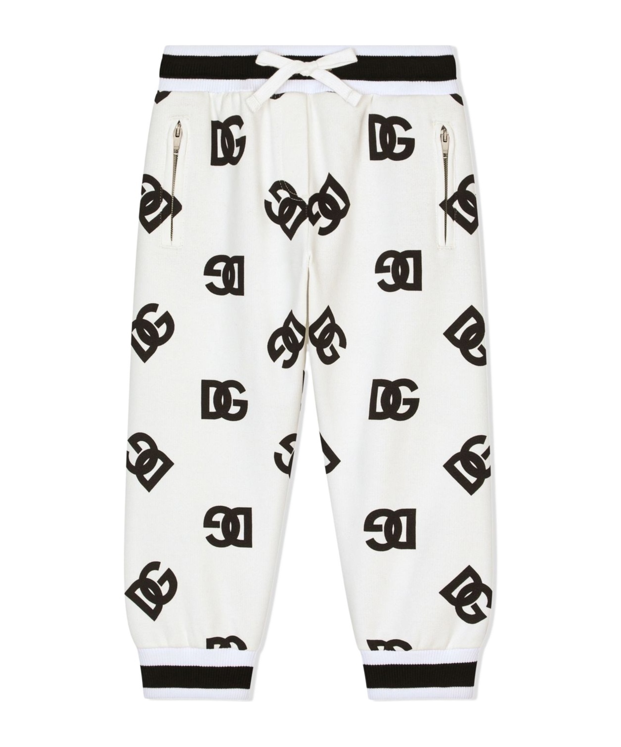 Dolce & Gabbana White Sweatpants For Baby Boy With Black Logo In White