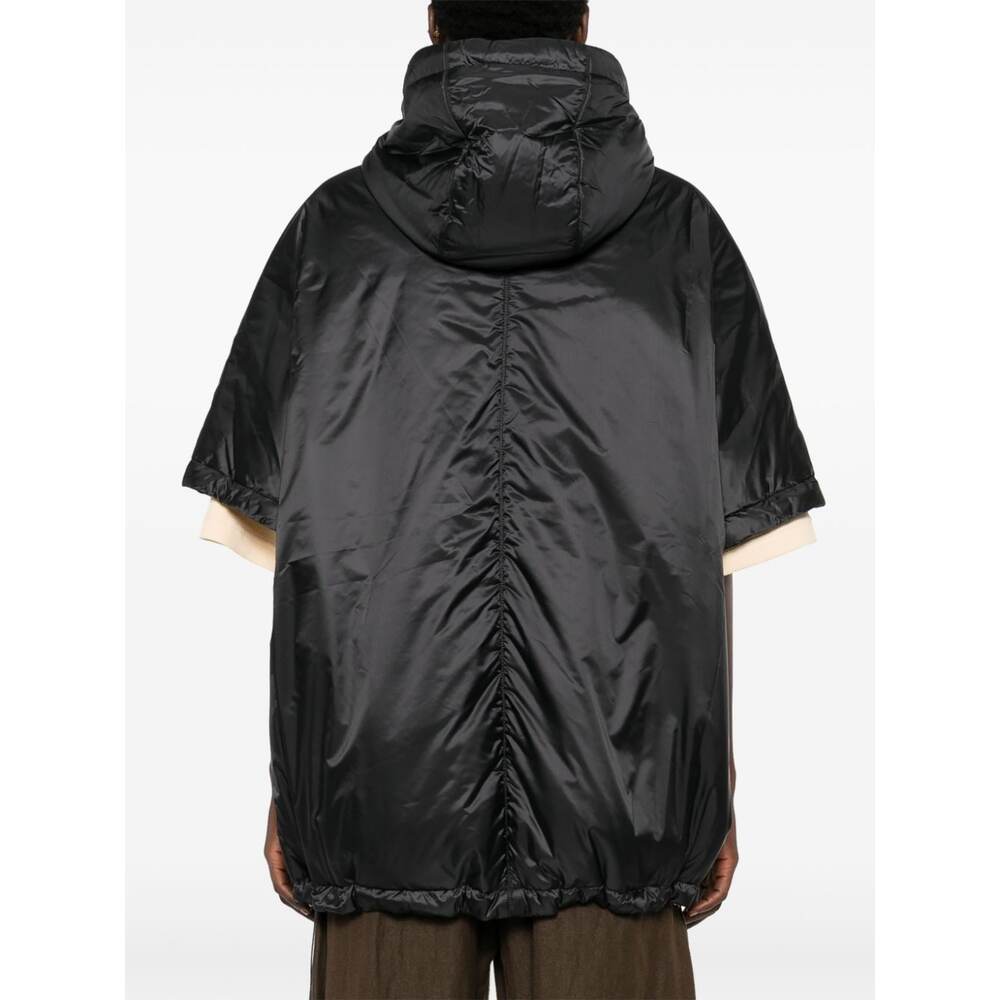 Max Mara Padded Cape With Hood In Water-repellent Canvas In Black