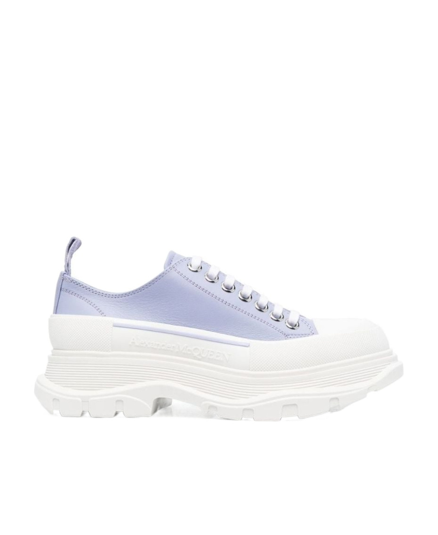 Alexander Mcqueen Light Purple Leather Tread Slick Sneakers In White
