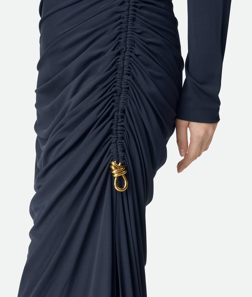 Bottega Veneta Crepe Viscose Jersey Dress In Blue
