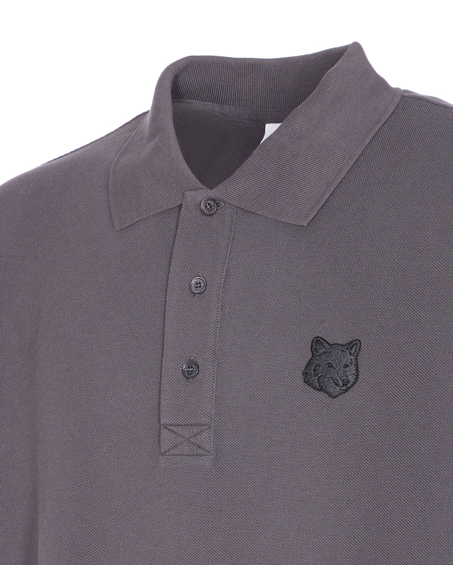 Maison Kitsuné Fox Head Oversize Polo Shirt In Gray