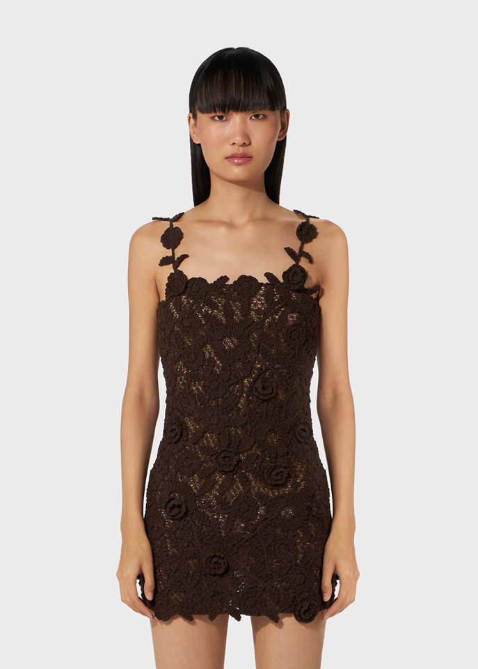 Blumarine Floral-crochet Cotton-blend Minidress In Black