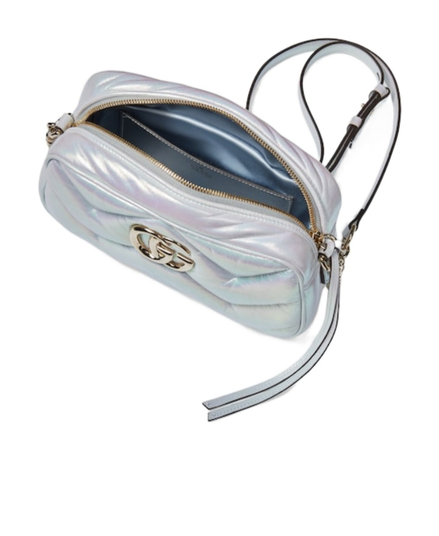 Gucci Gg Marmont Small Leather Camera Bag In Metallic