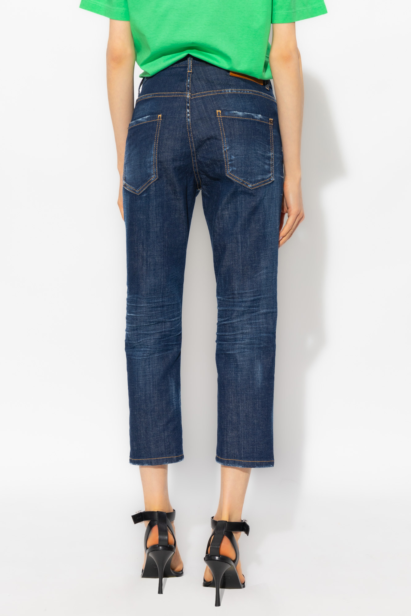 Shop Dsquared2 Low-rise Cropped Jeans In Blue