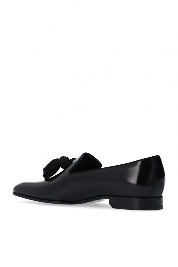 Jimmy Choo Foxley Leather Tassel Loafers In Black