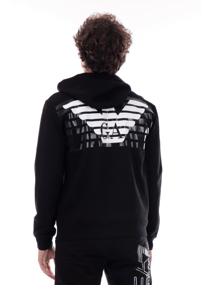 Ea7 Logo-print Drawstring Hoodie In Black