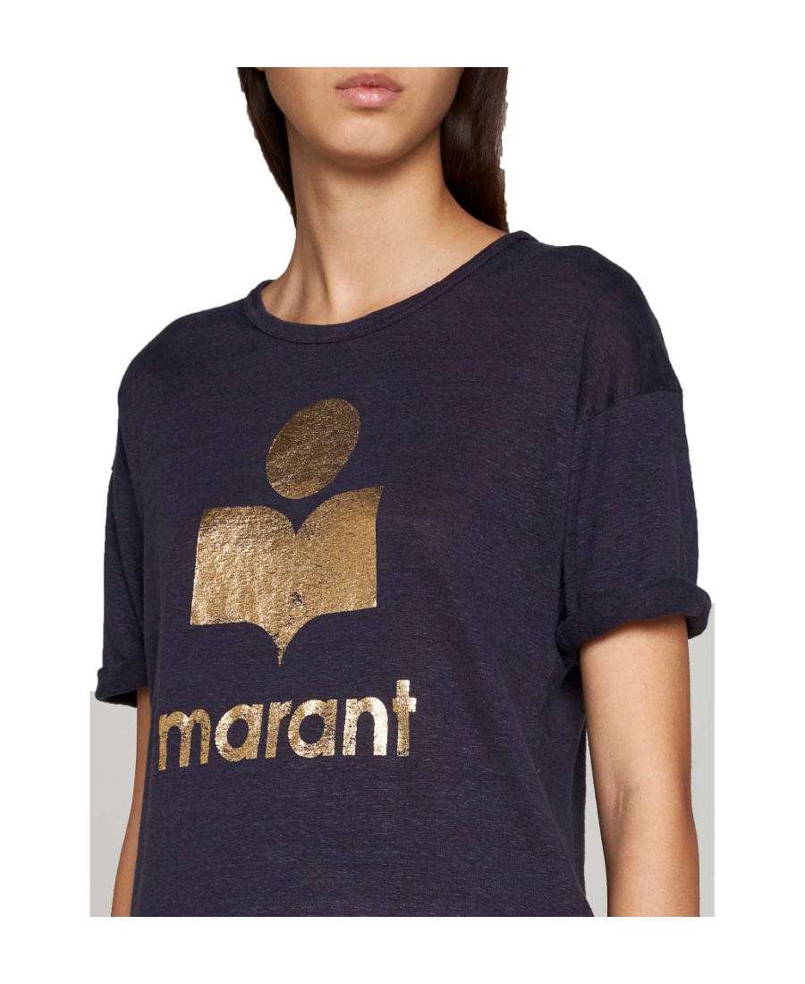 Isabel Marant Étoile 'koldi' Black Crewneck T-shirt With Contrasting Logo In Black