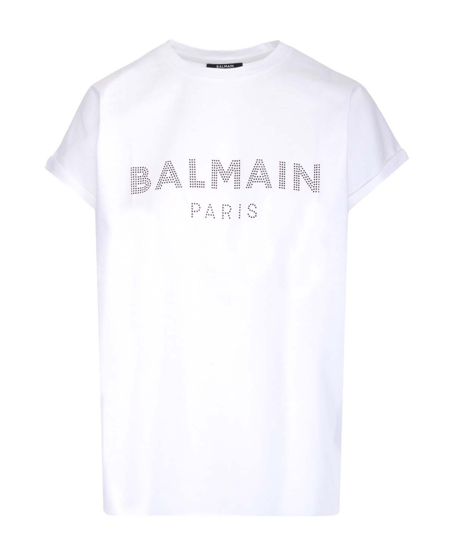 BALMAIN RHINESTONE LOGO T-SHIRT 