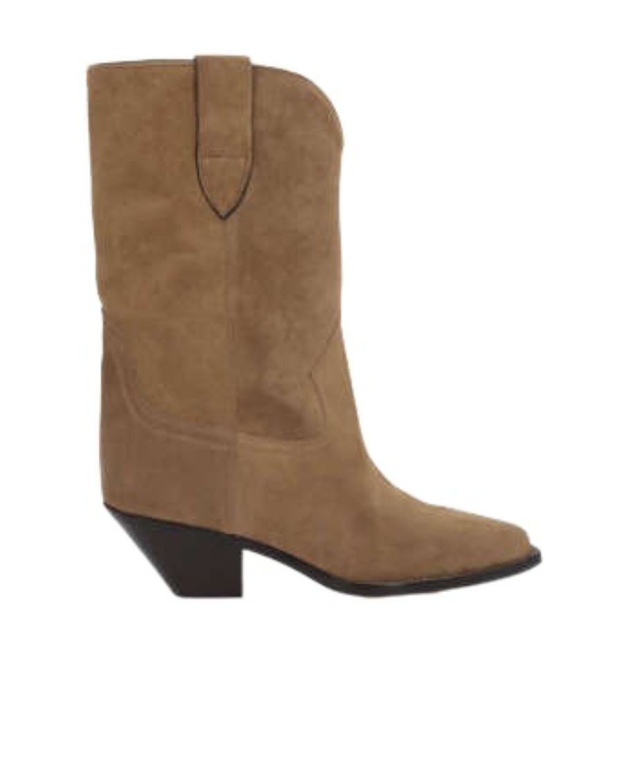 Isabel Marant Duerto Embroidered Suede Cowboy Boots In Brown