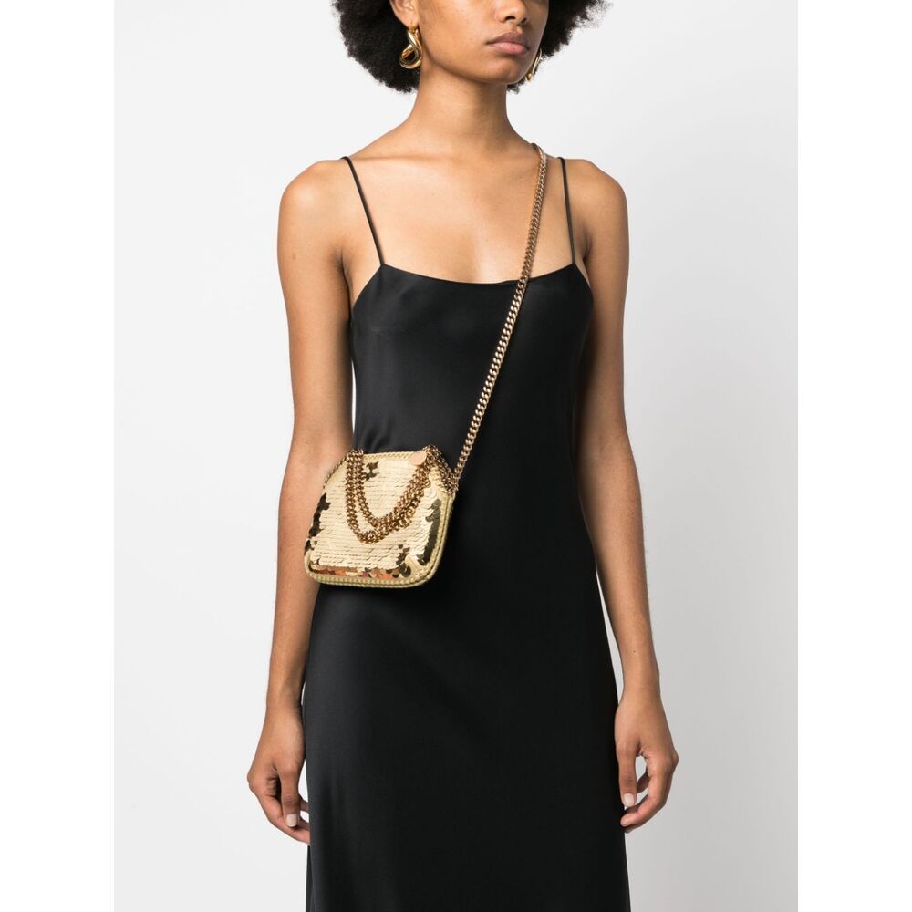 Stella Mccartney Falabella Oversized Sequin Mini Tote Bag In Nude