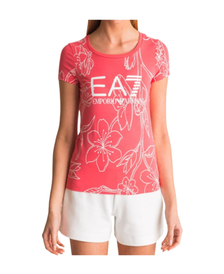 Ea7 Logo Short-sleeved T-shirt In Pink