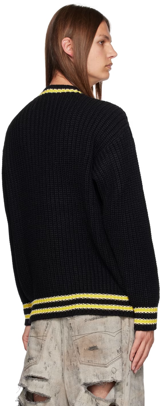 Msgm Striped Wool Sweater In Black