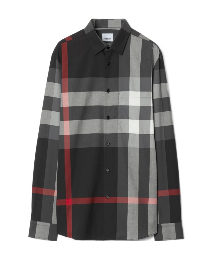 Burberry Check-pattern Chest-pocket Shirt In Gray