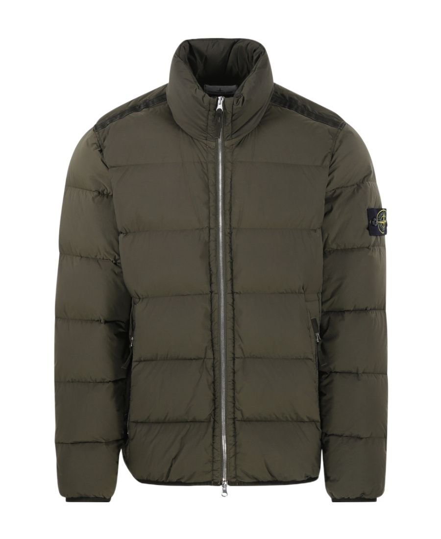 Stone Island Compass-patch Padded Down Jacket In Green