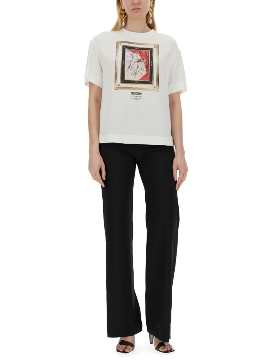 Moschino Enver Satin Blouse Still Life With Heart In White
