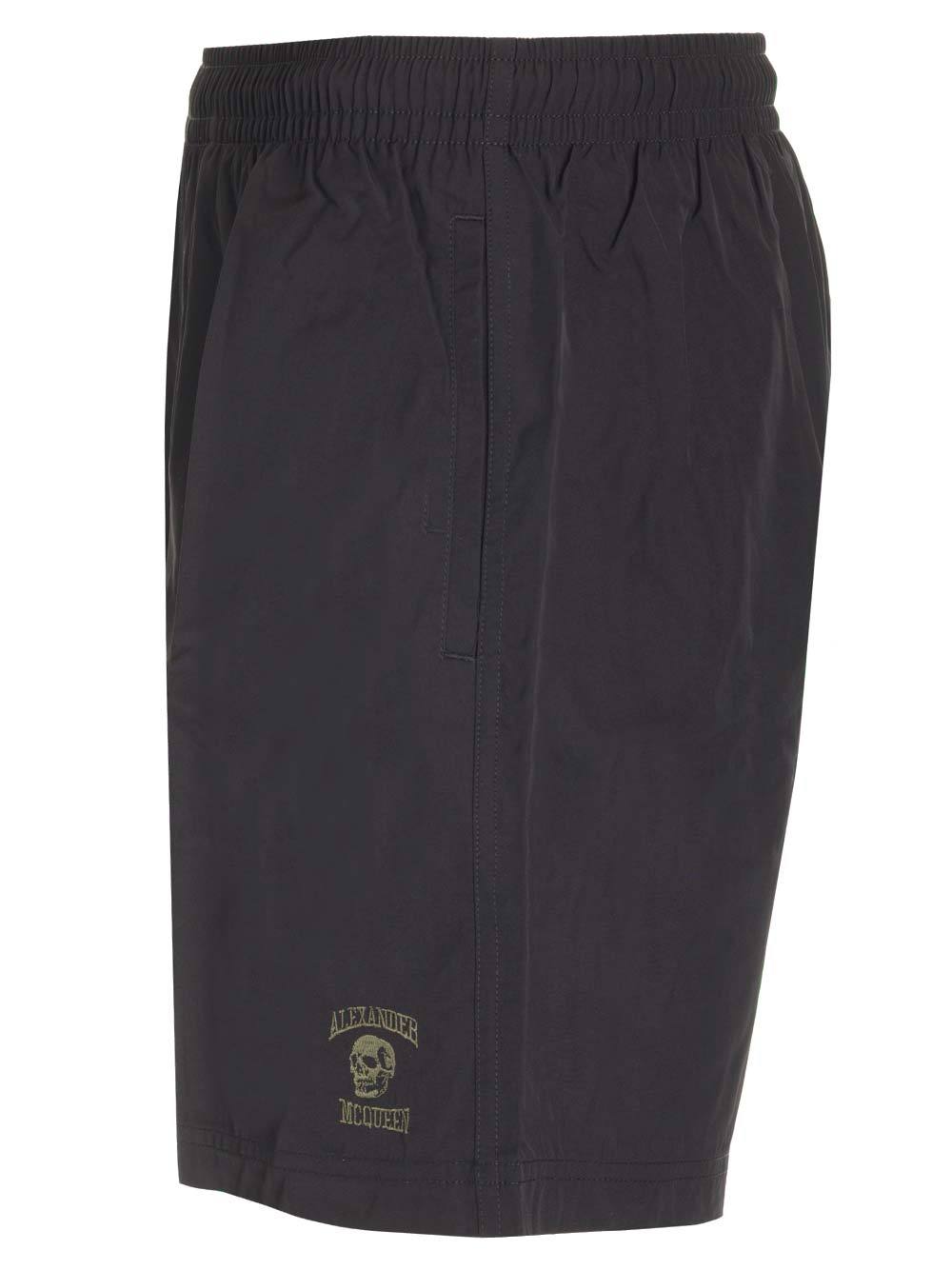 Alexander Mcqueen Varsity Skill Swim Shorts In Black