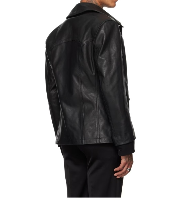 Lu'u Dan Long-sleeved Leather Jacket In Black