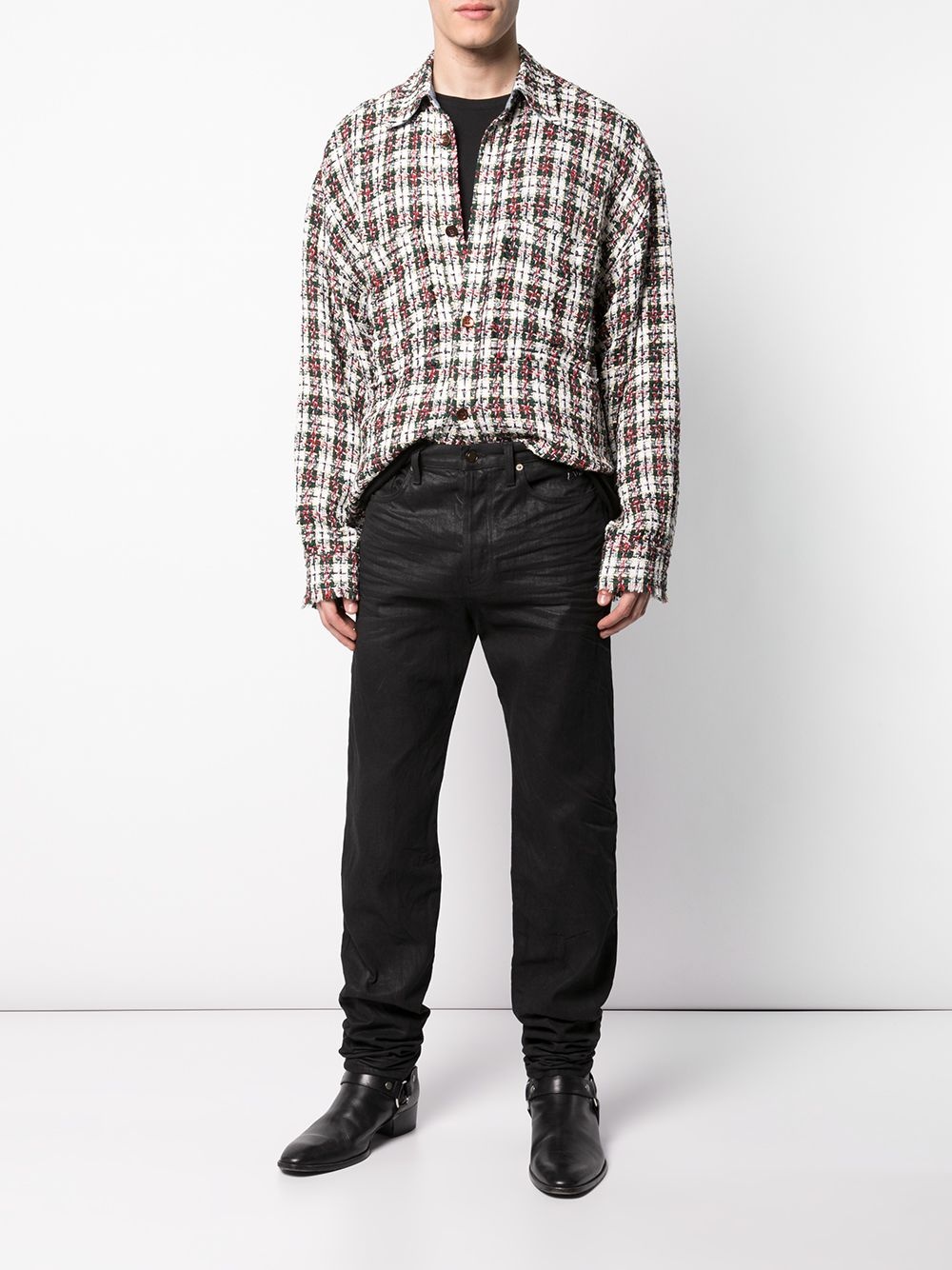 FAITH CONNEXION BUCKLE PLAID CASUAL JACKET 