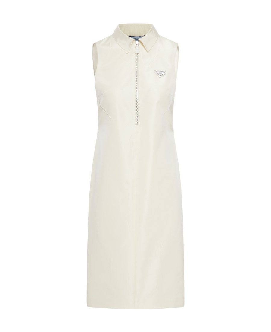 Prada Silk-blend Polo Shirt Dress In Nude