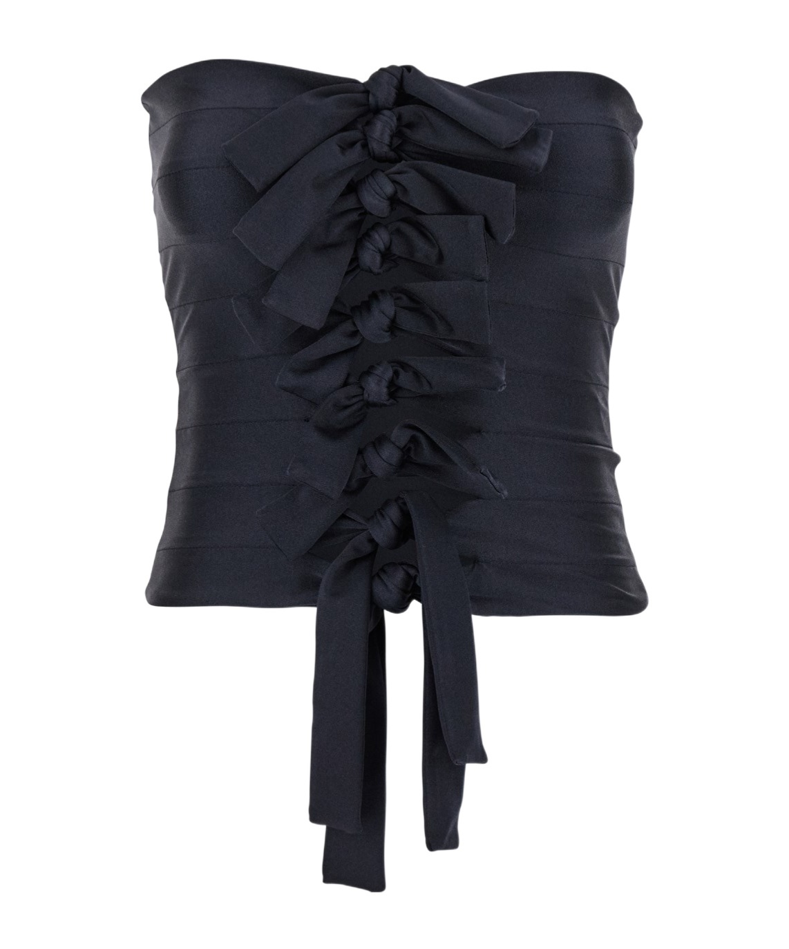 Coperni Gala' Black Top With Adjustable Knots In Stretch Fabric In Black