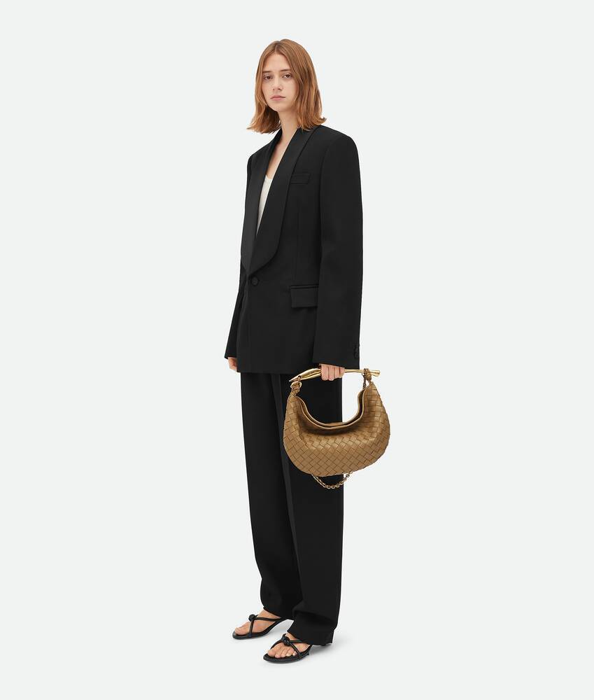 Bottega Veneta Small Sardine Chain Knitted Shoulder Bag In Brown