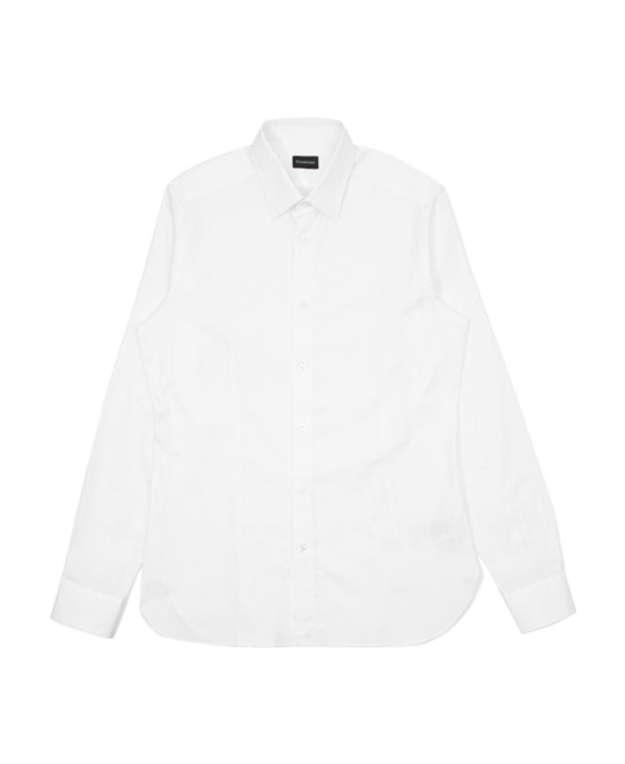 Zegna Long-sleeved Lapel Shirt In White