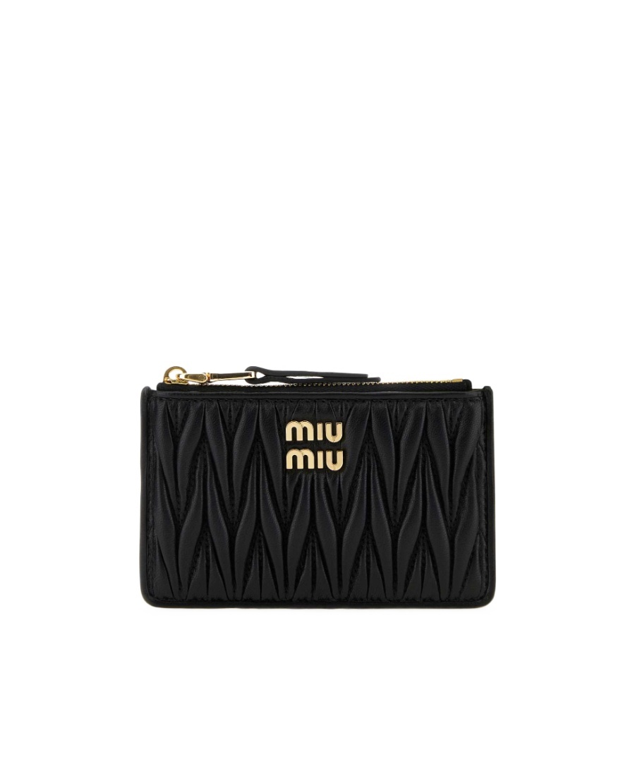 Miu Miu Matelassé Nappa Leather Envelope Wallet In Black