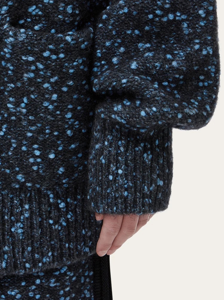 Ferragamo Loop Wool Cardigan In Black