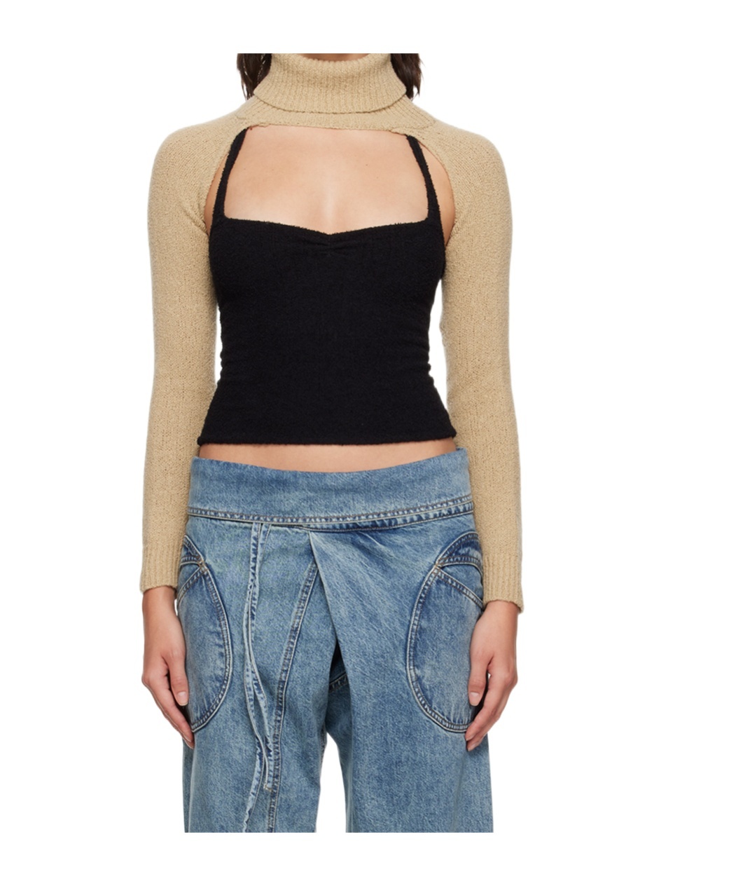Gimaguas Beige Pop Mangas Turtleneck In Nude