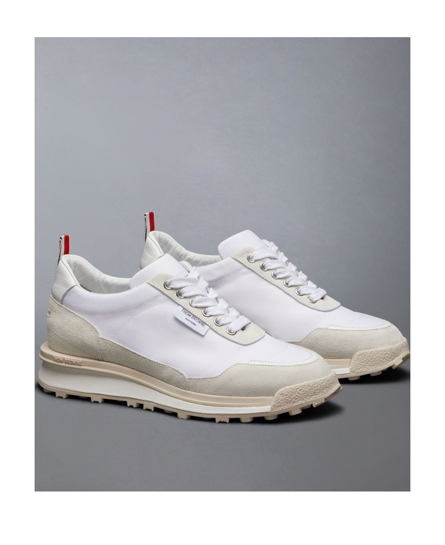Thom Browne Tech Runner Suede Sneakers In White