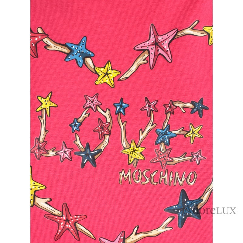 Shop Moschino Logo Printed T-shirt With One Collar In Red