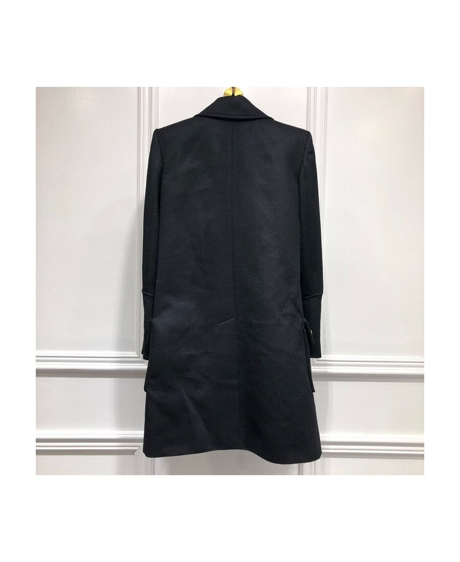 Shop Balmain Double-breasted Coat In Black
