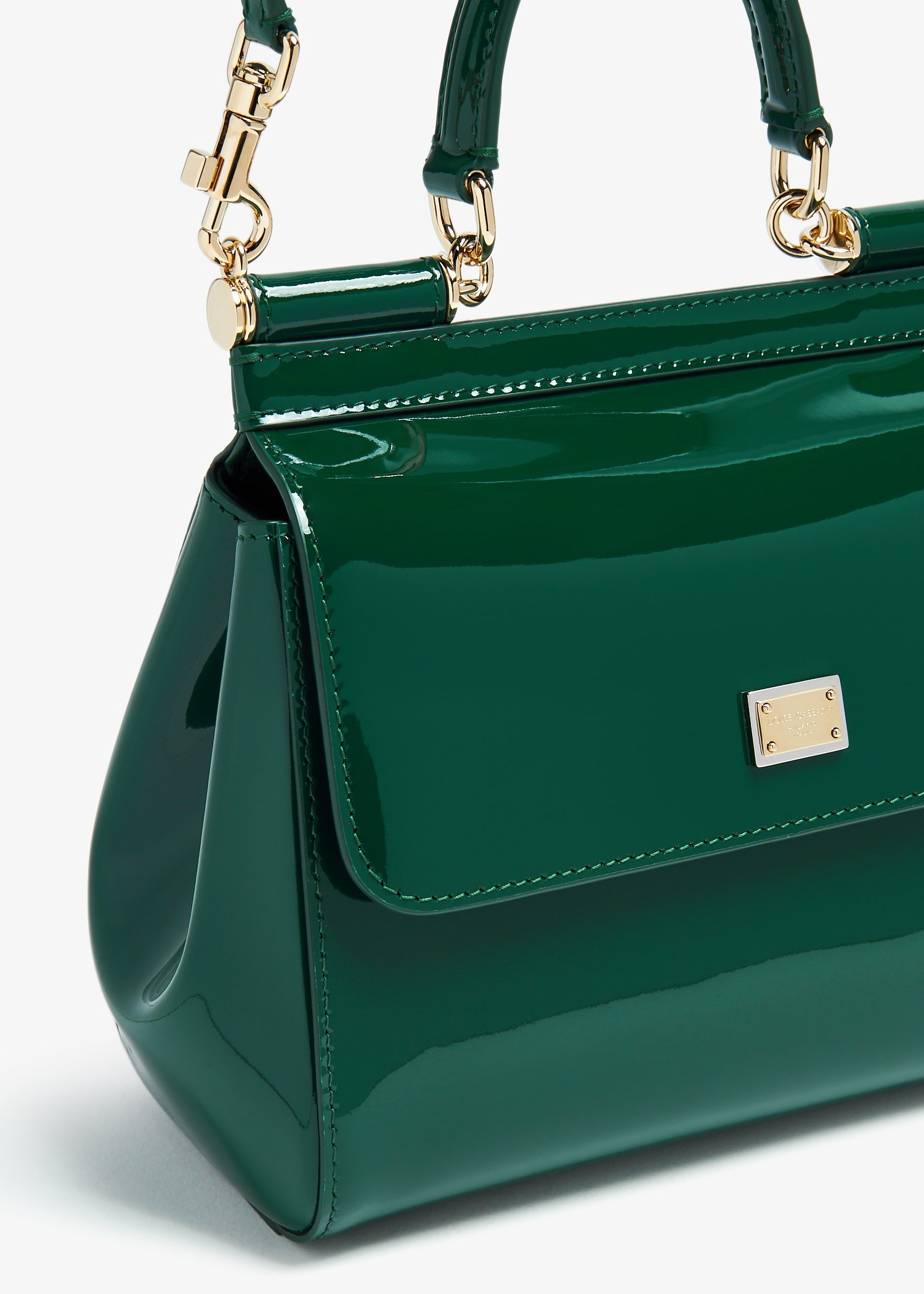 Dolce & Gabbana Medium Sicily Patent-leather Tote Bag In Green