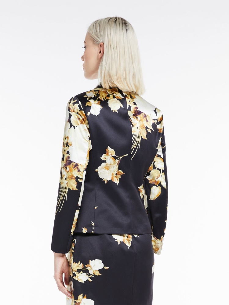 Max Mara Printed Duchess Suit Jacket In Black