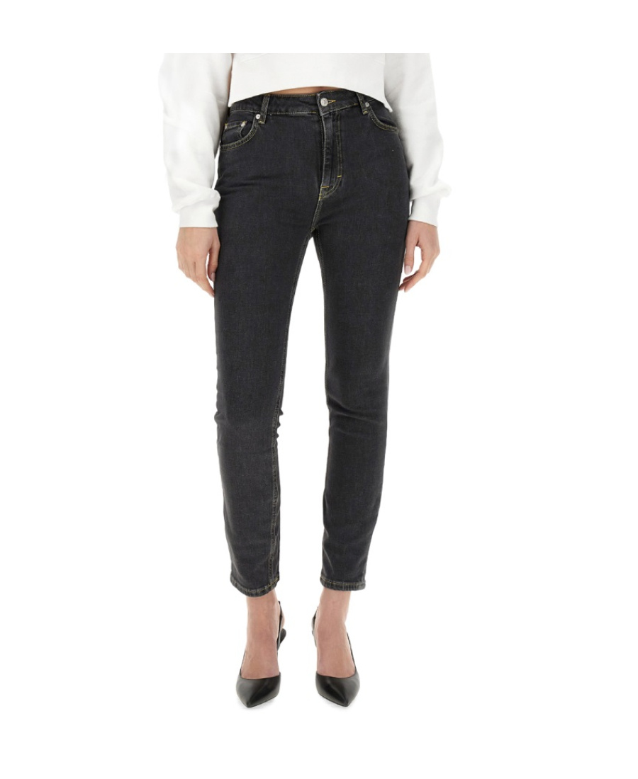 Moschino Belt Ring Denim Trousers In Green