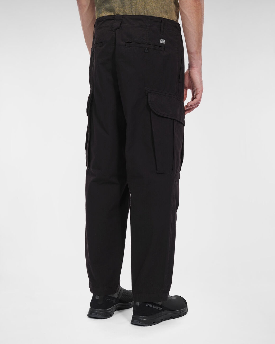 C.p. Company Lens-detail Cotton Cargo Pants In Black