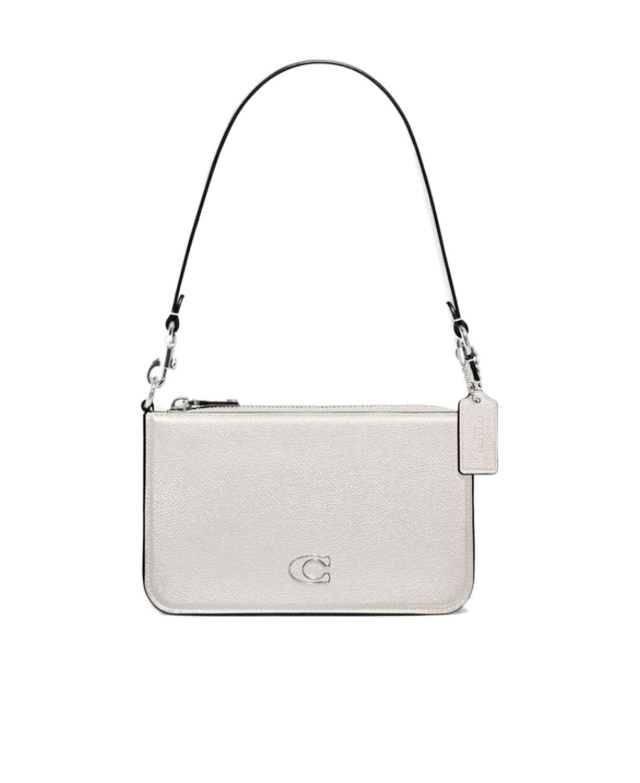 Coach Pouch Grained-leather Shoulder Bag In White