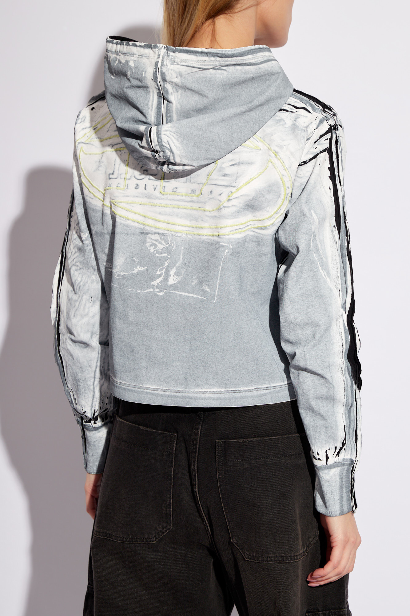 Diesel Creased-paint Cotton Hoodie In White
