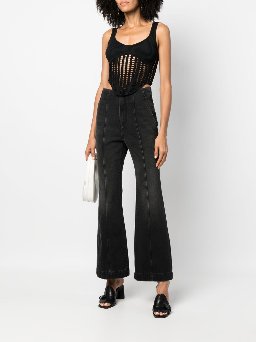 Ambush High-waisted Flared Jeans In Black