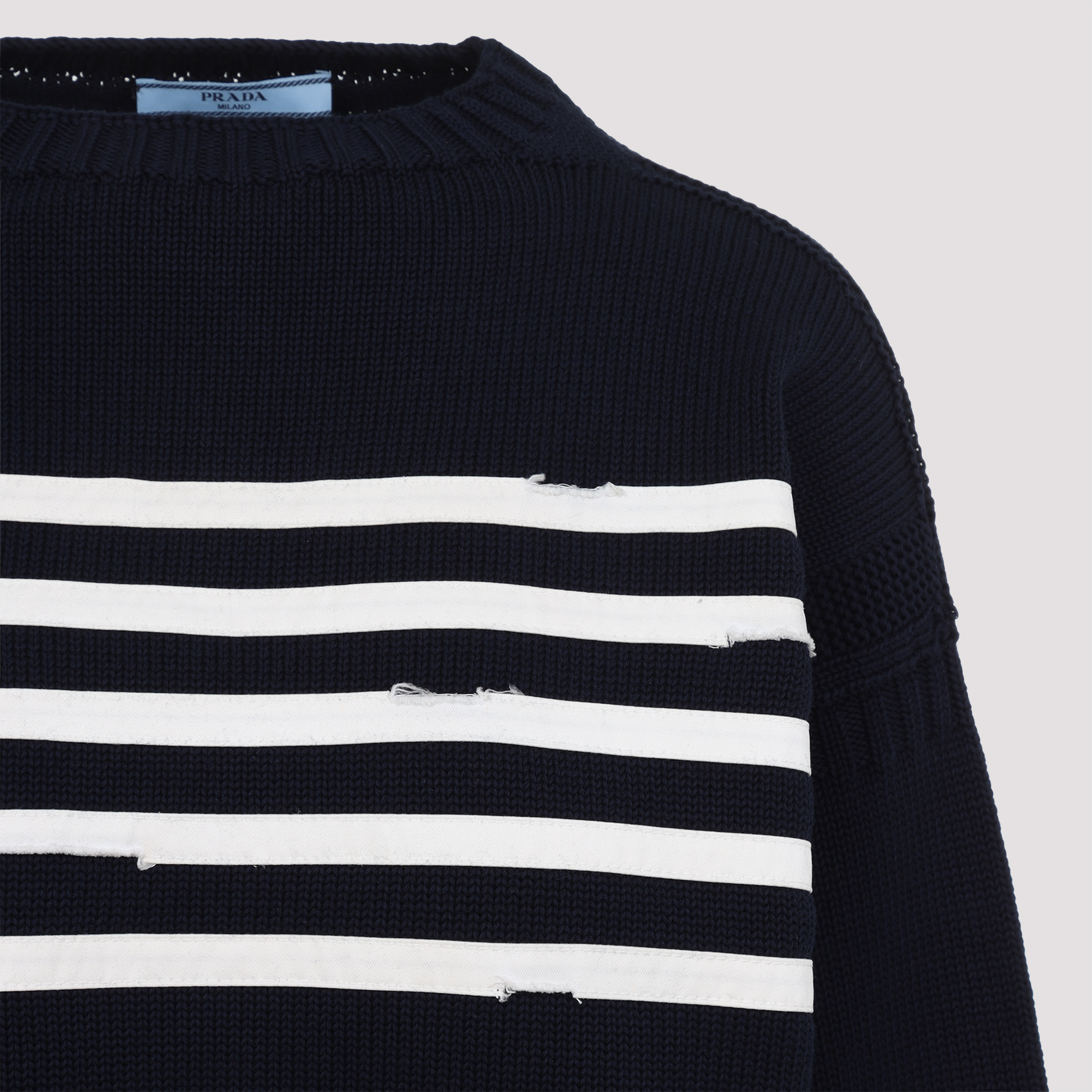 Prada Maglione In Cotone Blu Scuro Donna In Black