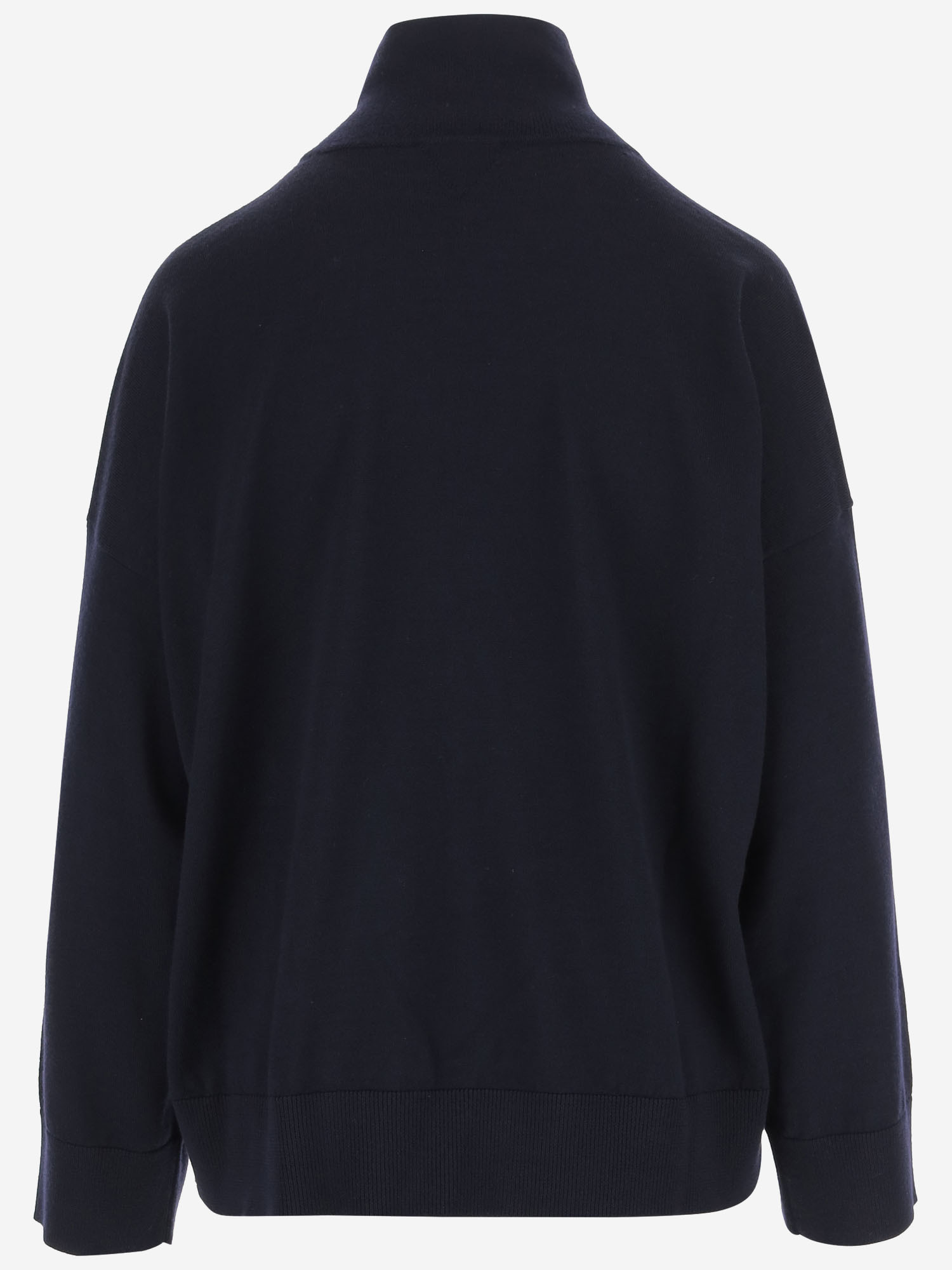Bottega Veneta Women Blue Wool Embroidered Turtleneck Sweater In Black