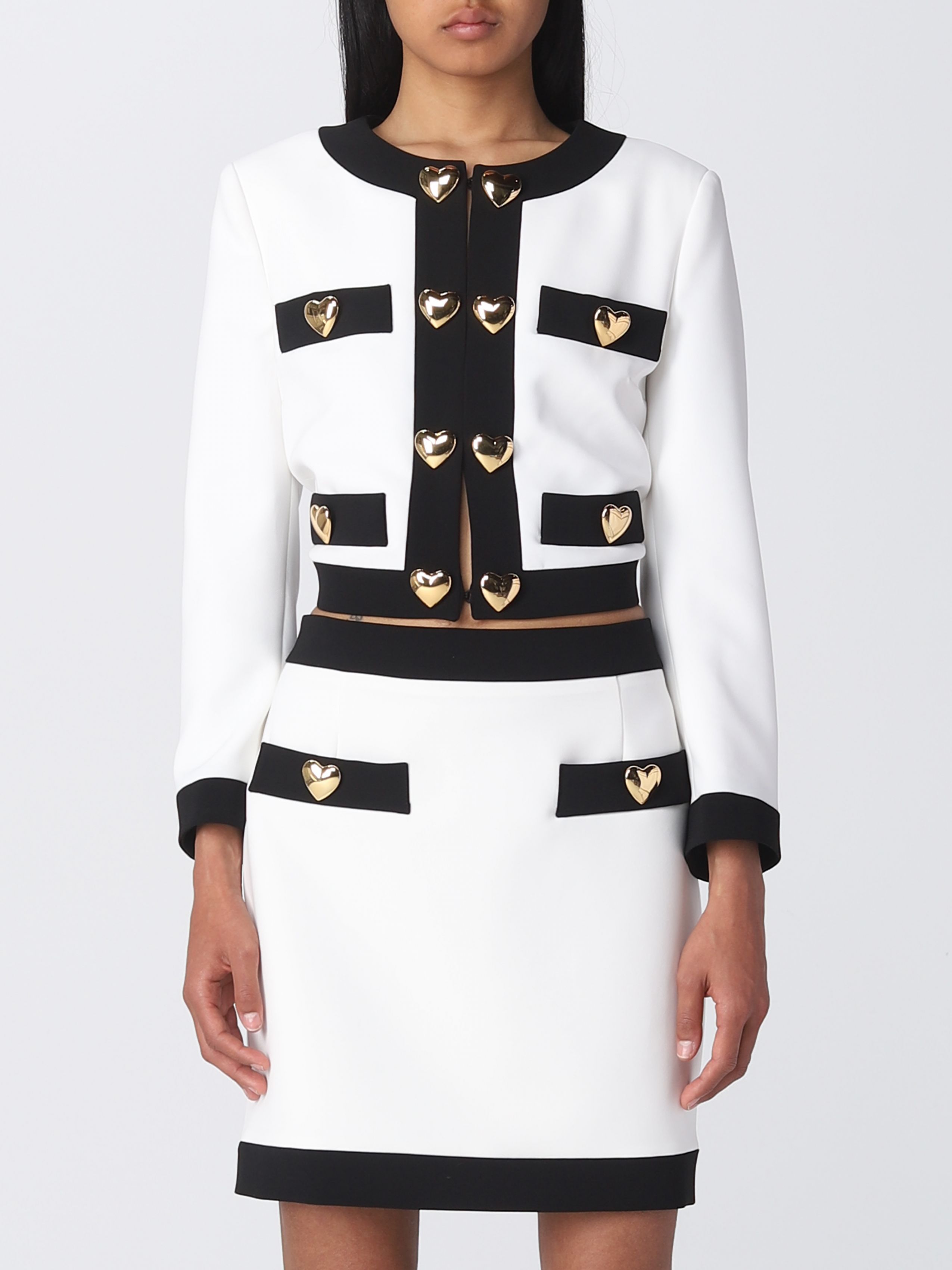 Moschino Heart-embellished Cropped Jacket In White