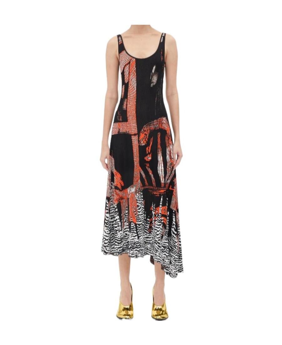 Bottega Veneta Sleeveless Pattern Dress In Black