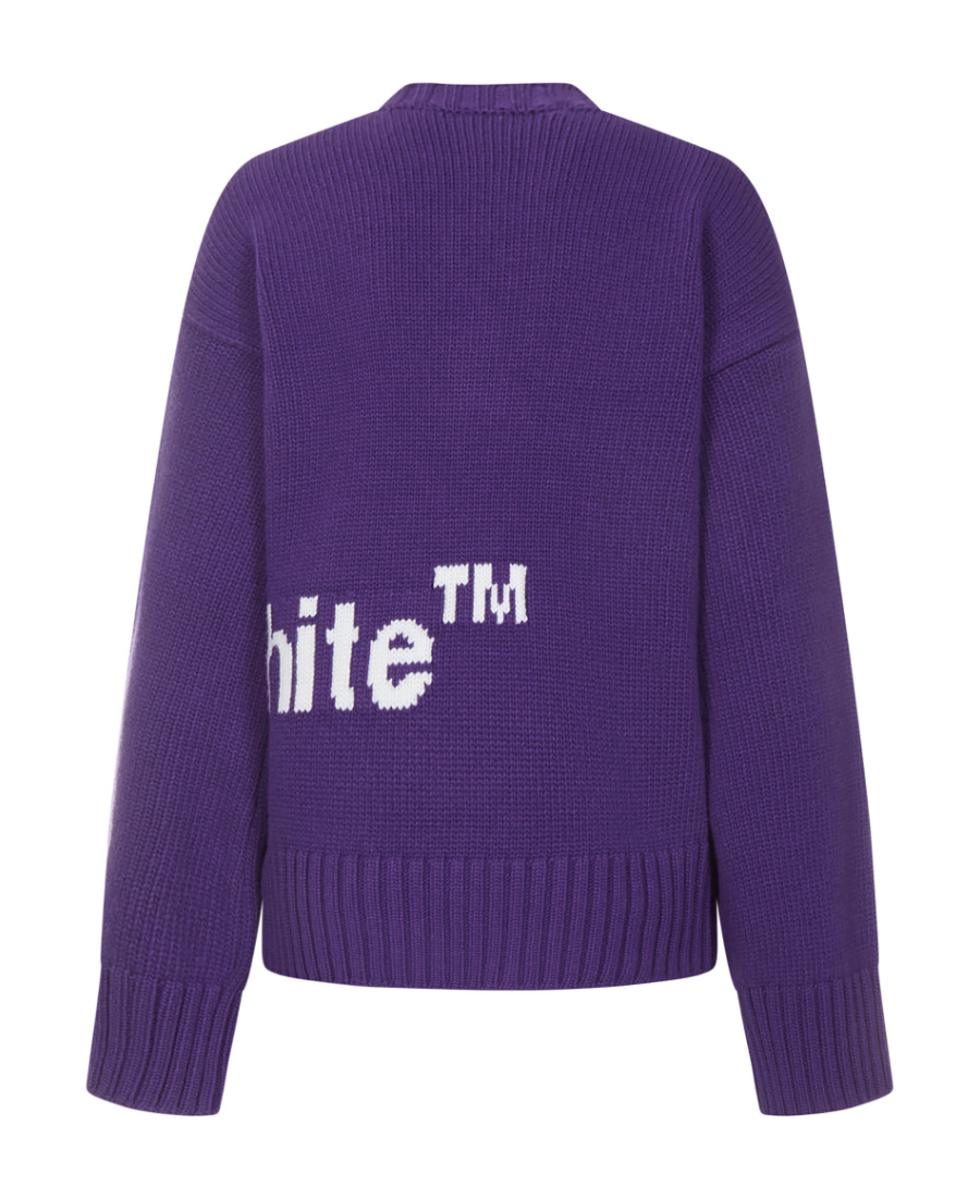 Off-white Intarsia-knit Logo Sweater In Purple