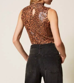 Twinset Leopard-print Sequin-embellished Top In Animal Print