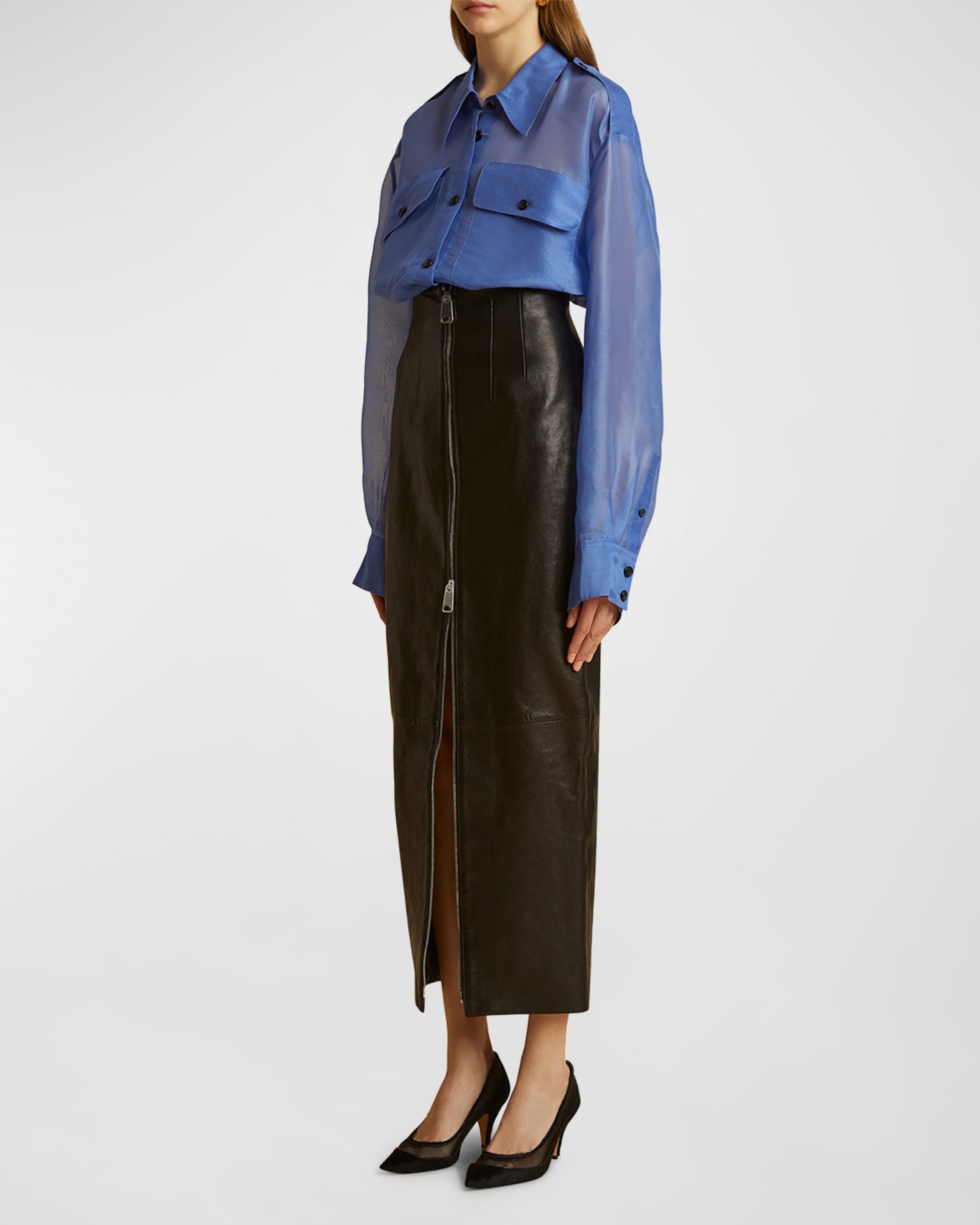 Shop Khaite The Missa Silk-organza Shirt In Blue