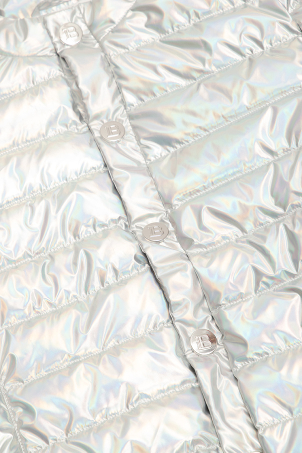 Balmain Metallic Zip-up Padded Jacket In White